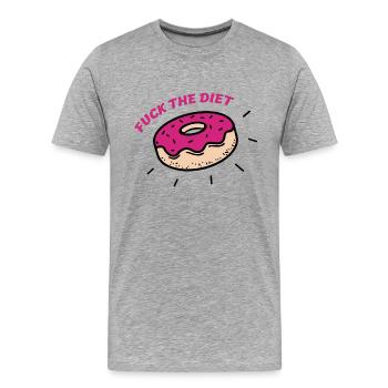 Scheiß auf die Diät - Männer Premium Bio T-Shirt - Grau meliert - Vorne - Damien (186cm)
