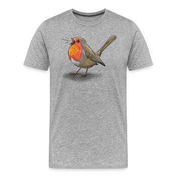 Rouge gorge occitan - T-shirt bio Premium Homme - gris chiné - Devant - Damien (186cm)