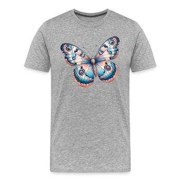 Papillon, fleur - Légèreté Envolée - T-shirt bio Premium Homme - gris chiné - Devant - Damien (186cm)