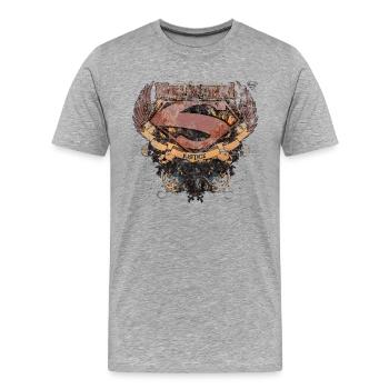 Superman S-Shield Man of Steel - Männer Premium Bio T-Shirt - Grau meliert - Vorne - Damien (186cm)