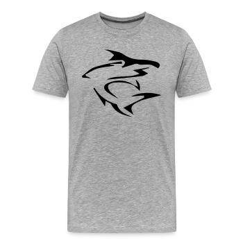 Requin Tribal - T-shirt bio Premium Homme - gris chiné - Devant - Damien (186cm)