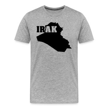 Irak (ID: 002004) - T-shirt bio Premium Homme - gris chiné - Devant - Damien (186cm)