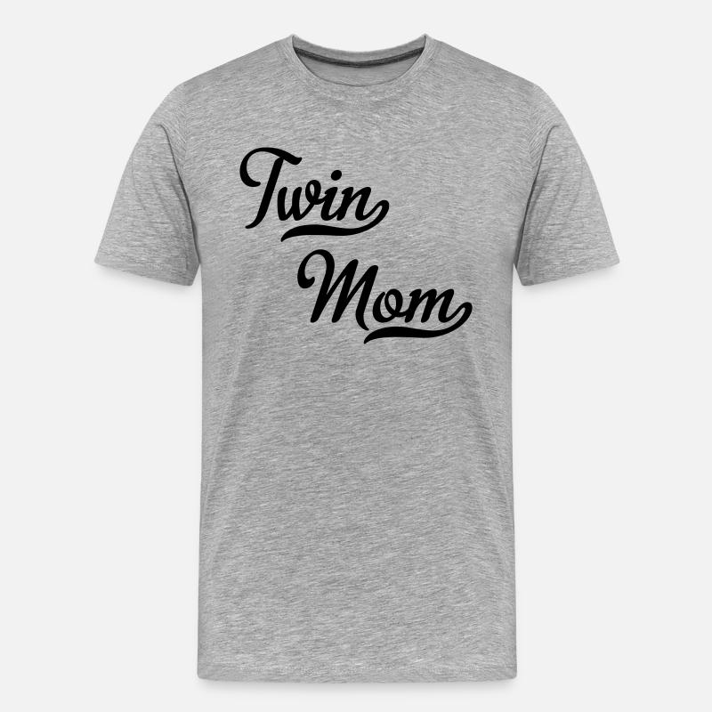 Twin Mom - Männer Premium Bio T-Shirt - Grau meliert