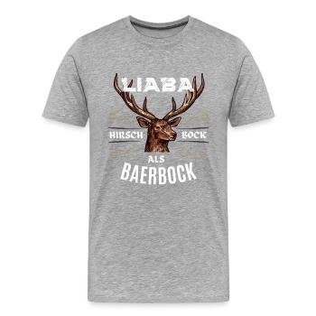 Hirschbock statt Baerbock bayrisch Hirsch Jäger - Männer Premium Bio T-Shirt - Grau meliert - Vorne - Damien (186cm)