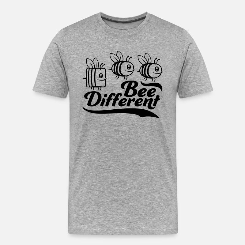 bee different Spruch Zitat - Männer Premium Bio T-Shirt - Grau meliert