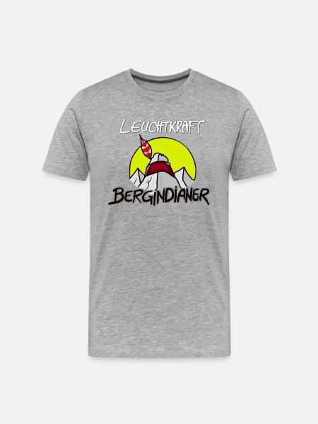 Bergindianer Leuchtkraft Fanshirt - Männer Premium Bio T-Shirt - Grau meliert
