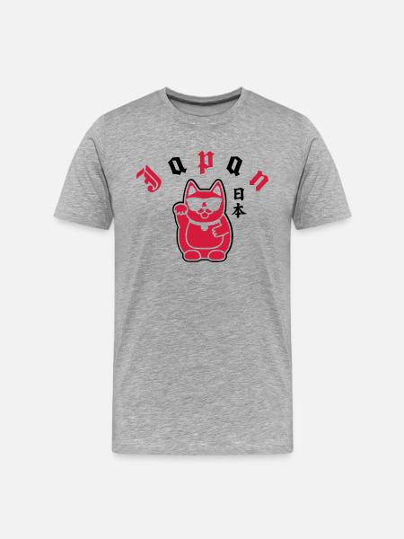 japan cat - T-shirt bio Premium Homme - gris chiné
