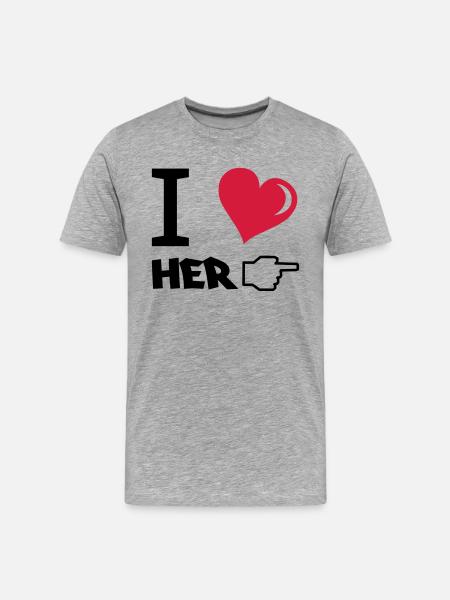i_love_her - Männer Premium Bio T-Shirt - Grau meliert