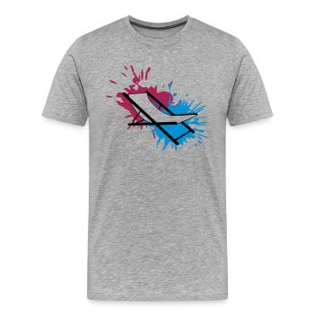 chaise plage couleur éclaboussures gouttes taches liegestu - T-shirt bio Premium Homme - gris chiné - Devant - Damien (186cm)