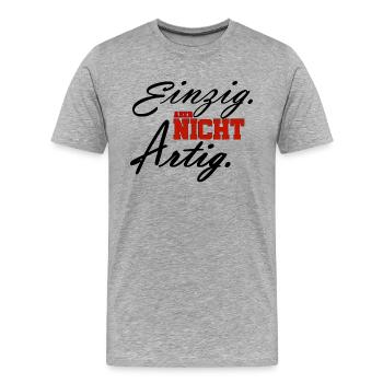 einzig aber nicht artigrot - Männer Premium Bio T-Shirt - Grau meliert - Vorne - Damien (186cm)