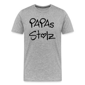 Papas Stolz - Männer Premium Bio T-Shirt - Grau meliert - Vorne - Damien (186cm)