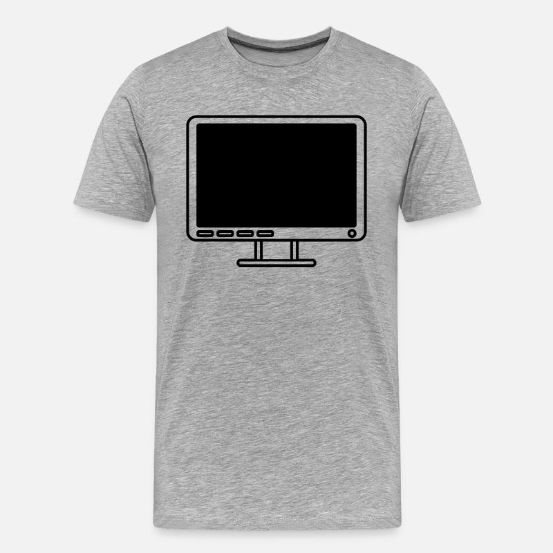 Bildschirm Anzeige Computer Icon - Männer Premium Bio T-Shirt - Grau meliert