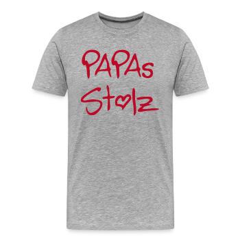 Papas Stolz - Männer Premium Bio T-Shirt - Grau meliert - Vorne - Damien (186cm)