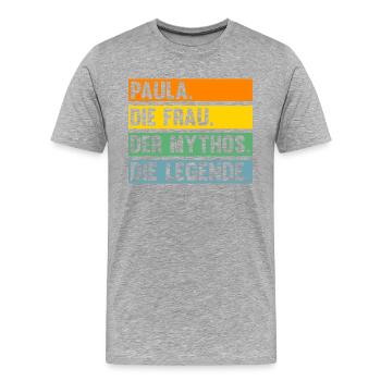 Name Paula - Männer Premium Bio T-Shirt - Grau meliert - Vorne - Damien (186cm)