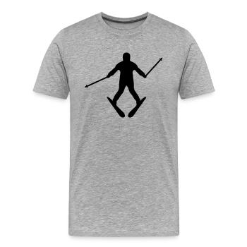 Anfänger Ski Pflug Wintersport - Männer Premium Bio T-Shirt - Grau meliert - Vorne - Damien (186cm)