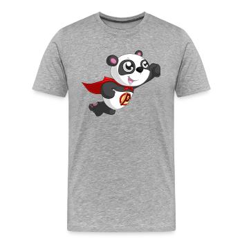 Panda super-héros - T-shirt bio Premium Homme - gris chiné - Devant - Damien (186cm)