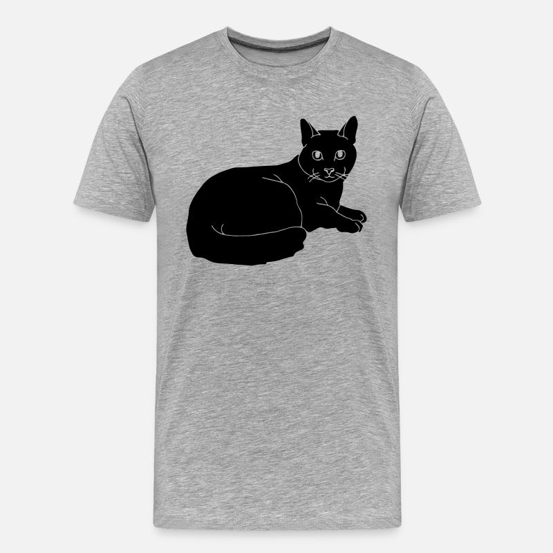 cat - Männer Premium Bio T-Shirt - Grau meliert
