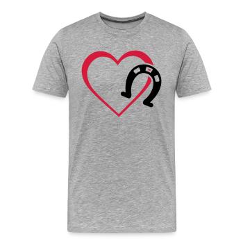 Symbole - Hufe Herz - Männer Premium Bio T-Shirt - Grau meliert - Vorne - Damien (186cm)