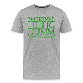 nationalheiligdumm gruen - Männer Premium Bio T-Shirt - Grau meliert - Vorne - Damien (186cm)