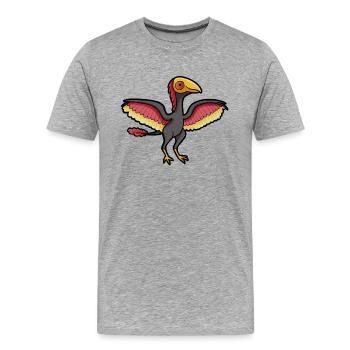 Süßer Archaeopteryx, Dino, Dinosaurier - Männer Premium Bio T-Shirt - Grau meliert - Vorne - Damien (186cm)