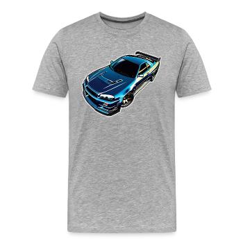 Jdm / Tuning / Turbocompresseur / Jantes / Chiptuning - T-shirt bio Premium Homme - gris chiné - Devant - Damien (186cm)