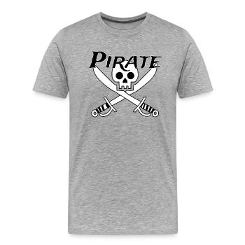 Pirate - Totenschädel - Männer Premium Bio T-Shirt - Grau meliert - Vorne - Damien (186cm)