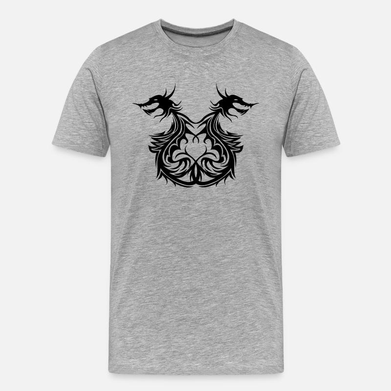 drachen - Männer Premium Bio T-Shirt - Grau meliert
