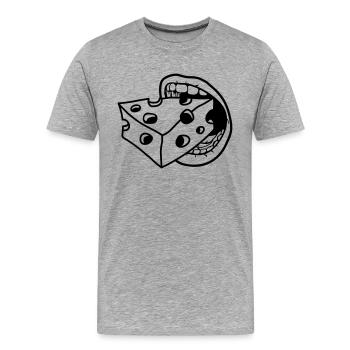 mund abbeissen fressen maul kaese loecher gauda co - Männer Premium Bio T-Shirt - Grau meliert - Vorne - Damien (186cm)