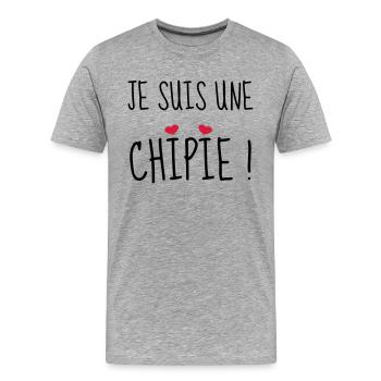 Je suis une chipie ! Naissance - Bébé - Fille - T-shirt bio Premium Homme - gris chiné - Devant - Damien (186cm)