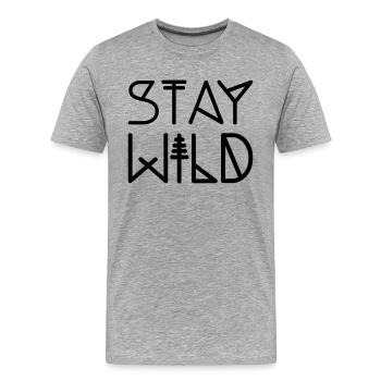 Restez sauvage - T-shirt bio Premium Homme - gris chiné - Devant - Damien (186cm)