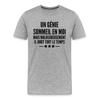 un génie sommeil en moi - T-shirt bio Premium Homme - gris chiné - Devant - Damien (186cm)