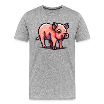 Minimalistisches schönes kleines Schwein - Männer Premium Bio T-Shirt - Grau meliert - Vorne - Damien (186cm)