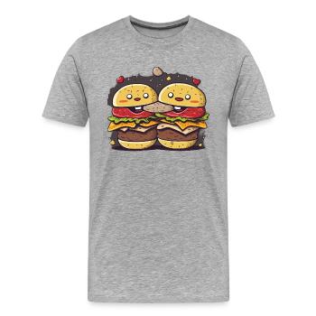 Burgers Cookies Trio - Men's Premium Organic T-Shirt - heather grey - Front - Damien (186cm)