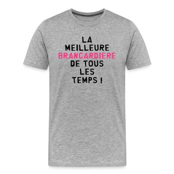 Brancardier / Ambulancier / Ambulance / Hôpital - T-shirt bio Premium Homme - gris chiné - Devant - Damien (186cm)