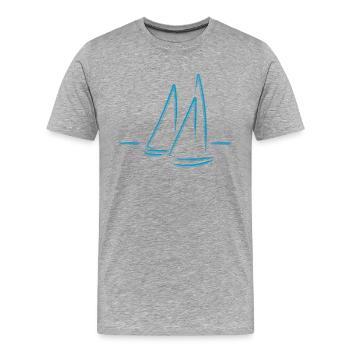 Segeln Segelschiff Coole Kunst Zeichnung - Männer Premium Bio T-Shirt - Grau meliert - Vorne - Damien (186cm)