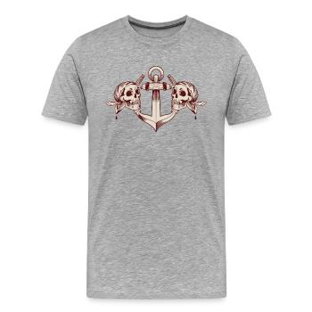 Pirate's Anchor - Men's Premium Organic T-Shirt - heather grey - Front - Damien (186cm)