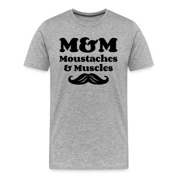 M&M (Whiskers & Muscles) - Men's Premium Organic T-Shirt - heather grey - Front - Damien (186cm)