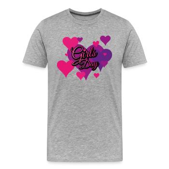 Journée des filles Histoire rose - T-shirt bio Premium Homme - gris chiné - Devant - Damien (186cm)