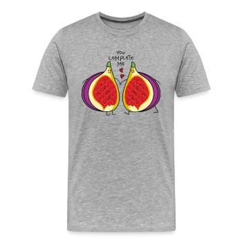 Feigen Paar - Männer Premium Bio T-Shirt - Grau meliert - Vorne - Damien (186cm)