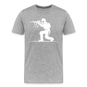 Soldat Symbol - Männer Premium Bio T-Shirt - Grau meliert - Vorne - Damien (186cm)