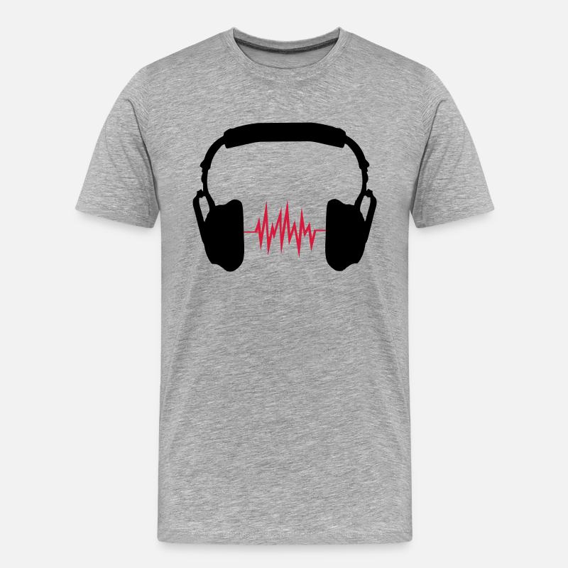 Kopfhörer - Männer Premium Bio T-Shirt - Grau meliert