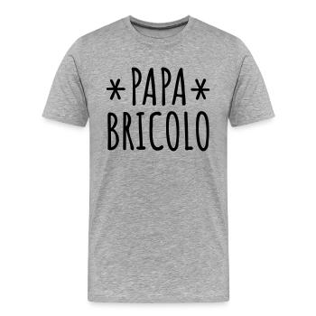 Papa bricolo père bricoleur - T-shirt bio Premium Homme - gris chiné - Devant - Damien (186cm)