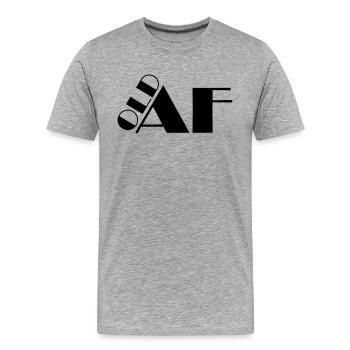 old AF Text Logo - Männer Premium Bio T-Shirt - Grau meliert - Vorne - Damien (186cm)