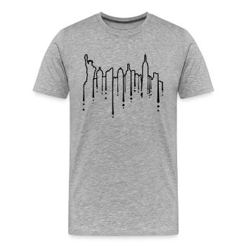 Tropfen Freiheitsstatue NYC - Männer Premium Bio T-Shirt - Grau meliert - Vorne - Damien (186cm)