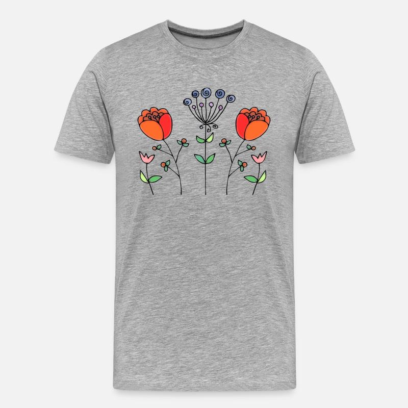 Blumen - Männer Premium Bio T-Shirt - Grau meliert