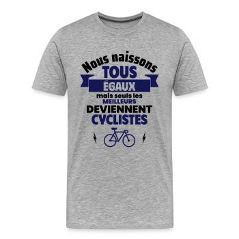 Cadeau fête des pères, les meilleurs cycliste,vélo - T-shirt bio Premium Homme - gris chiné - Devant - Damien (186cm)