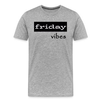 vendredi Vibes - T-shirt bio Premium Homme - gris chiné - Devant - Damien (186cm)