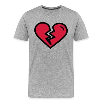 Broken heart, heartache sadly in love - Men's Premium Organic T-Shirt - heather grey - Front - Damien (186cm)