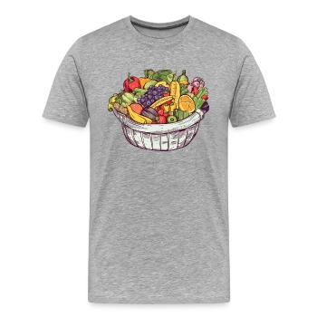 A basket filled with vegetables and fruit, transparent - Men's Premium Organic T-Shirt - heather grey - Front - Damien (186cm)