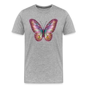 Schmetterling Tier Falter Insekt - Männer Premium Bio T-Shirt - Grau meliert - Vorne - Damien (186cm)